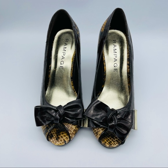 NEW Rampage Reptile Animal Print Bow Stiletto Heels - Picture 3 of 9